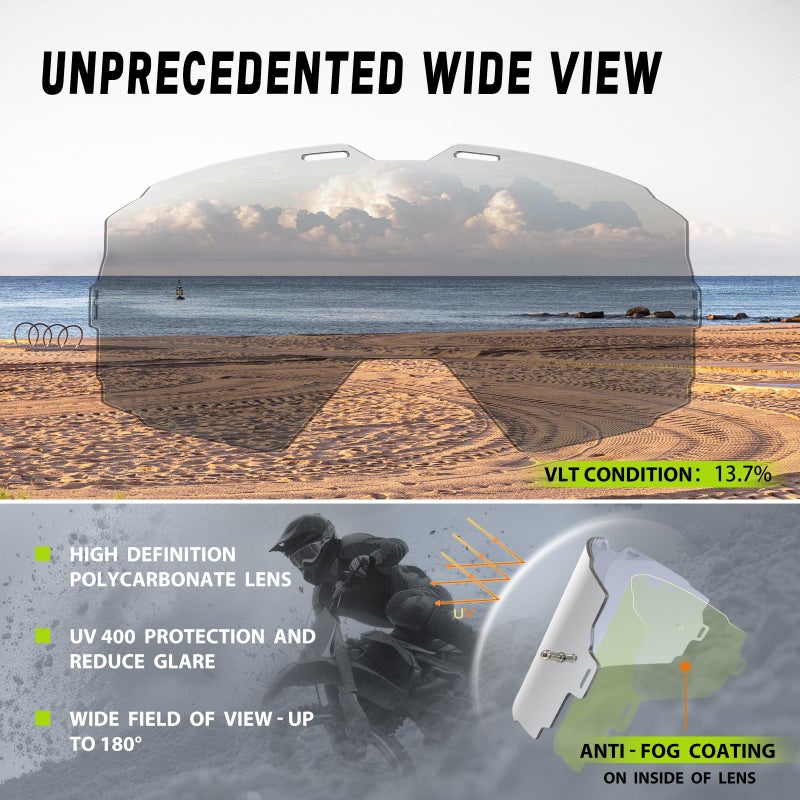 VOZAPOW Dirt Bike Goggles Over Glasses Anti-Fog, Motorcycle Protective Eyewear Motocross Goggles for Men Women - Image 3