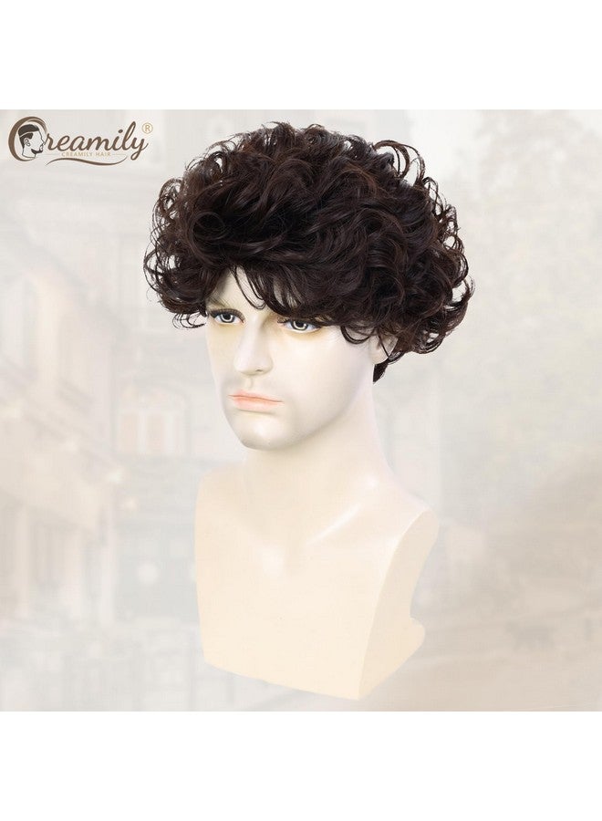 Creamily Curly Hair Wig for men Hair Wigs for mens, Hair big for men Artificial hair for men, Full head wig for man Original Hair Wig for men, Mens Wigs Natural Hair (Brown, 8 inches) - Image 3