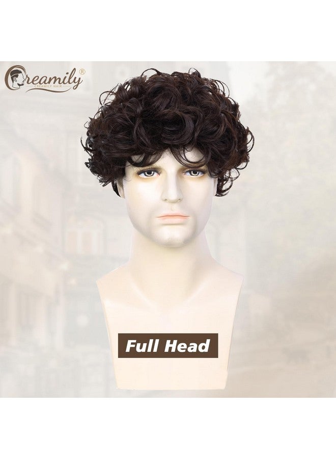 Creamily Curly Hair Wig for men Hair Wigs for mens, Hair big for men Artificial hair for men, Full head wig for man Original Hair Wig for men, Mens Wigs Natural Hair (Brown, 8 inches) - Image 2