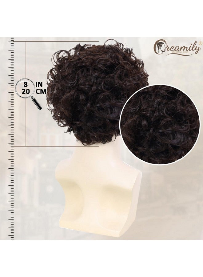 Creamily Curly Hair Wig for men Hair Wigs for mens, Hair big for men Artificial hair for men, Full head wig for man Original Hair Wig for men, Mens Wigs Natural Hair (Brown, 8 inches) - Image 5