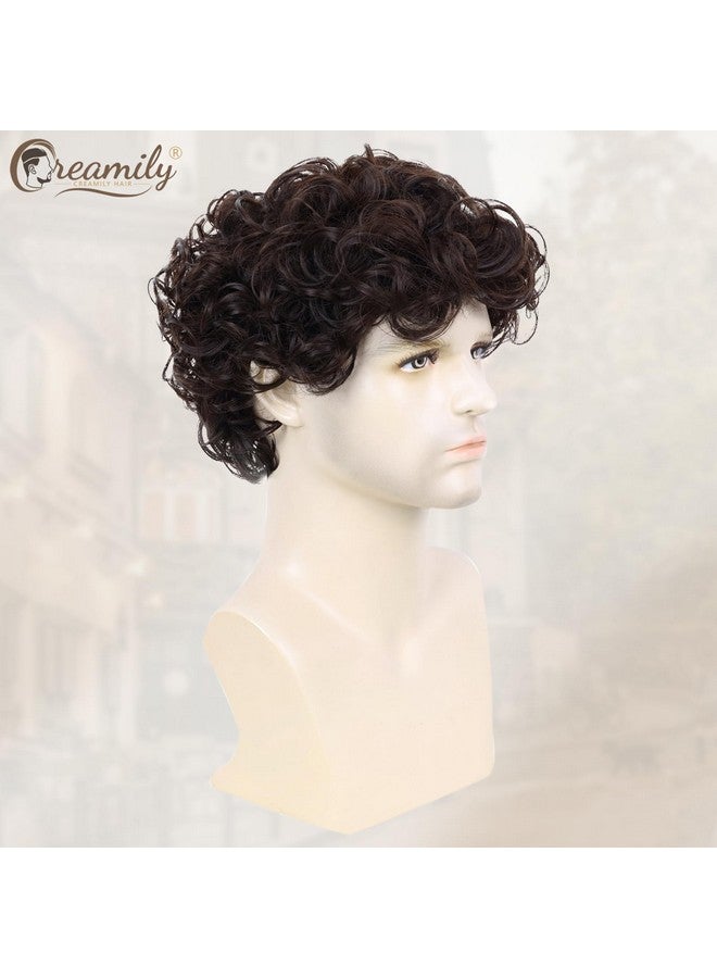 Creamily Curly Hair Wig for men Hair Wigs for mens, Hair big for men Artificial hair for men, Full head wig for man Original Hair Wig for men, Mens Wigs Natural Hair (Brown, 8 inches) - Image 4