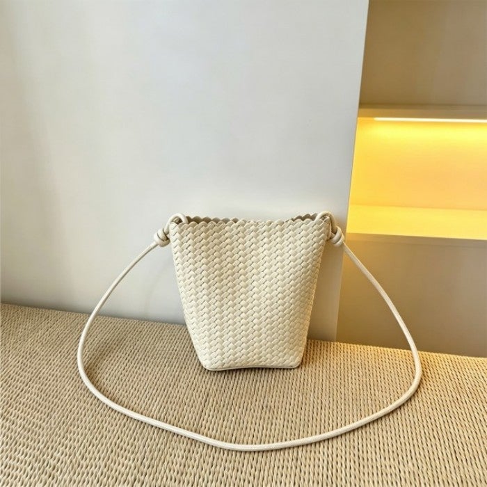 Mini Woven Bucket Bag for Women, PU, Casual Shoulder Crossbody Bag, 2026 - Image 4