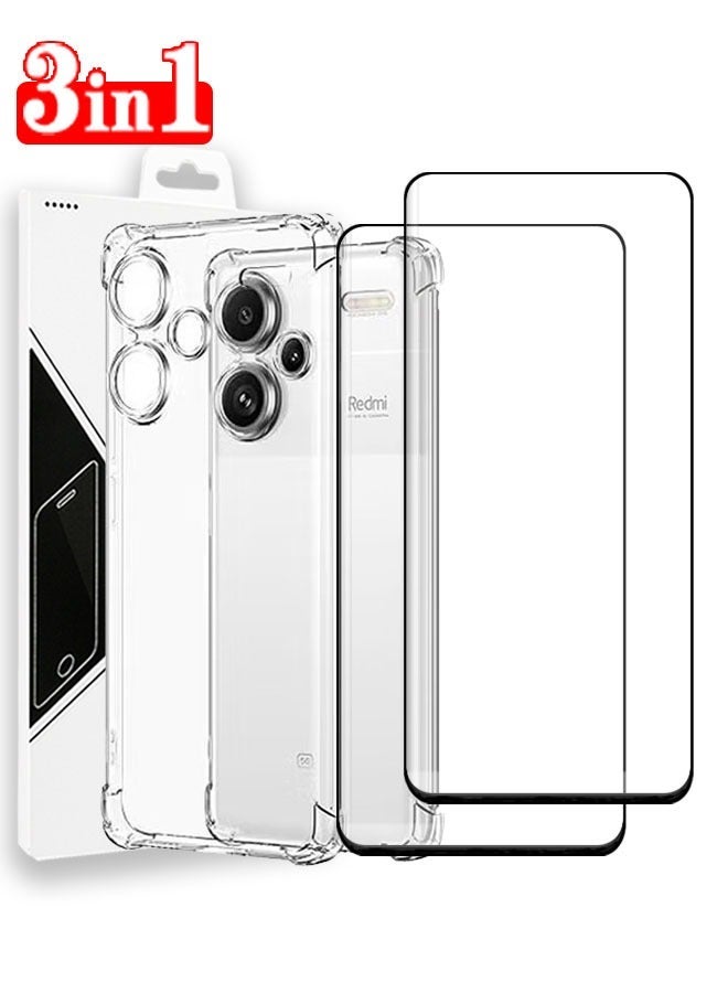 GMORO 3 in 1 Xiaomi Redmi Note 13 Pro+ 5G Protection Pack - Ultra Clear Shockproof Case & 2 Pcs Screen Protector, All Round Protection, Back Cover & Screen Protector for Xiaomi Redmi Note 13 Pro+ 5G - Image 1