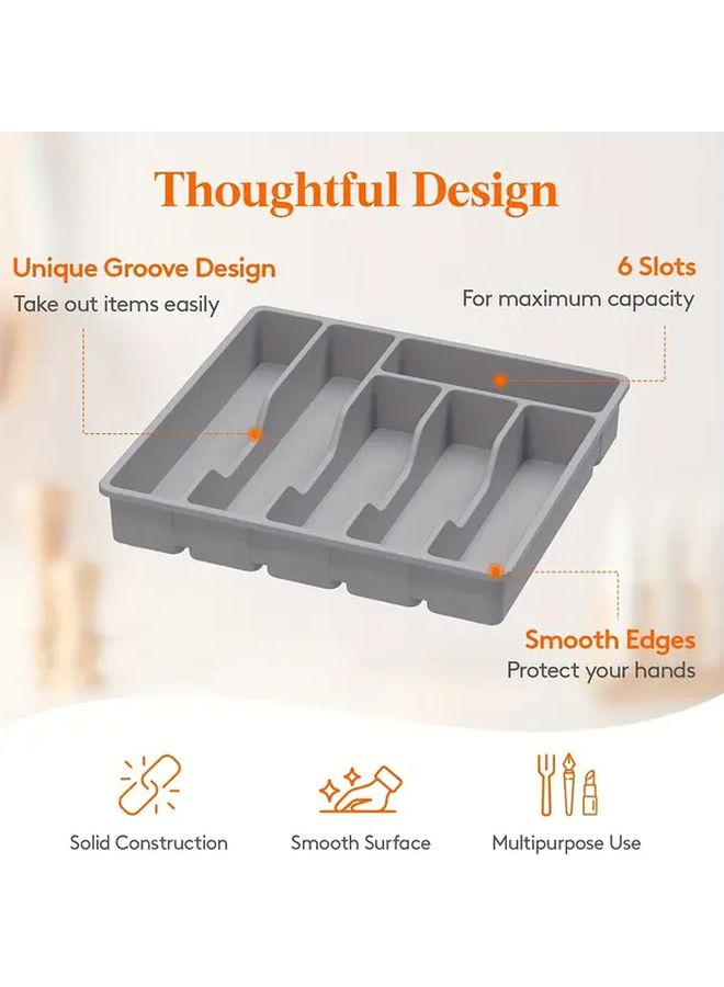 6 Tier Large Capacity Kitchen Drawer Organizer Black Spill Proof Lid Heavy Duty Plastic Cutlery Storage - Image 4