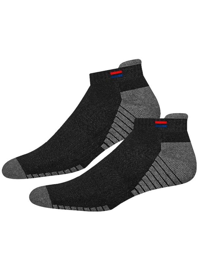 نافي سبورت جوارب NAVYSPORT للرجال ذات قصة منخفضة من القطن الرياضي للكاحل مع شريط رياضي للجري وصالة الألعاب الرياضية والتدريب والملابس الكاجوال، عبوة من 3 قطع (حجم موحد، أسود) - Image 3