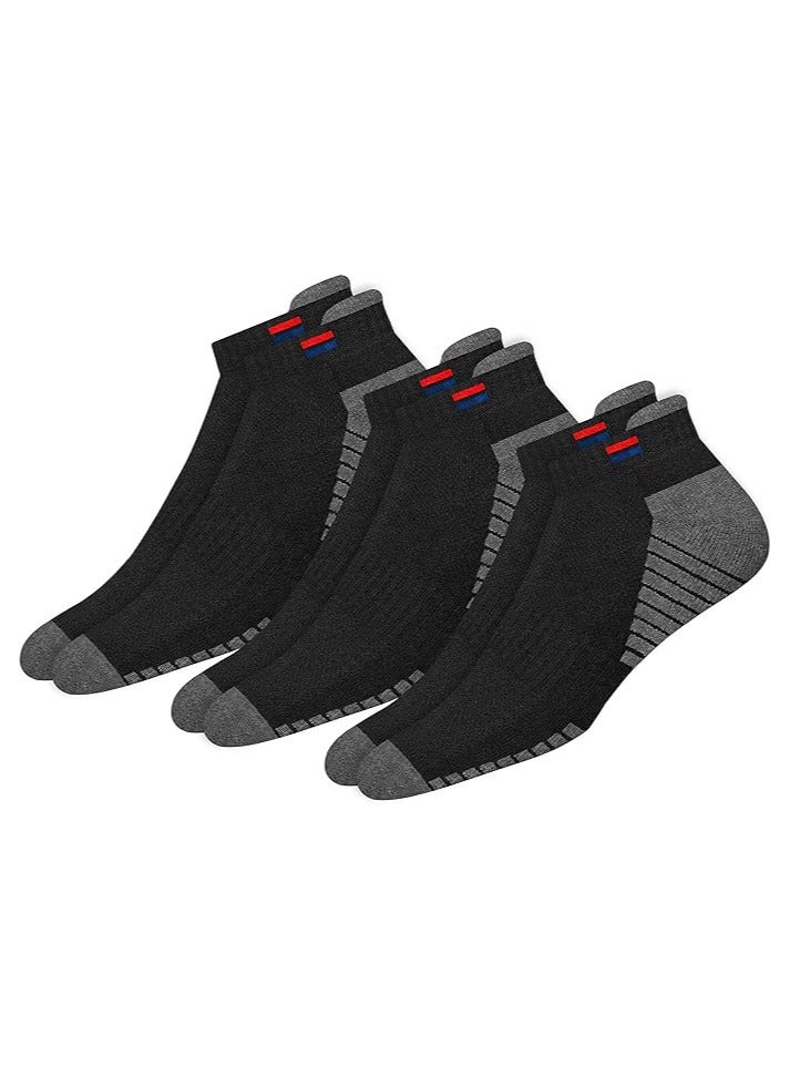 نافي سبورت جوارب NAVYSPORT للرجال ذات قصة منخفضة من القطن الرياضي للكاحل مع شريط رياضي للجري وصالة الألعاب الرياضية والتدريب والملابس الكاجوال، عبوة من 3 قطع (حجم موحد، أسود) - Image 4