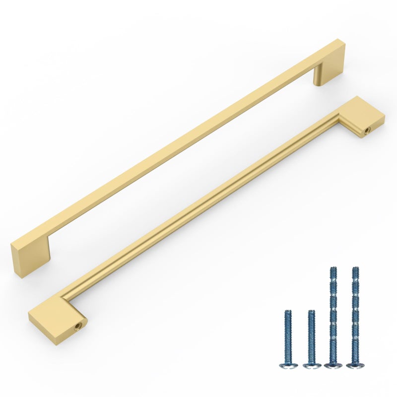 KNOKLOCK 10 Pack 10 Inch256mm Kitchen Cabinet Handles Brushed Gold Cabinet Pulls Kitchen Cabinet Hardware Drawer Pulls for Cupboard Wardrobe - Image 2