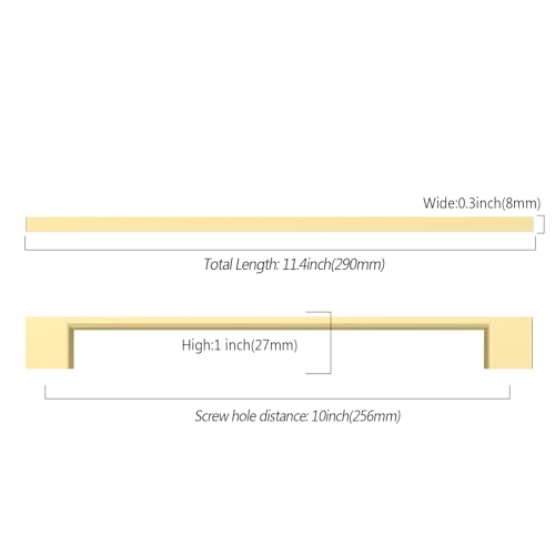 KNOKLOCK 10 Pack 10 Inch256mm Kitchen Cabinet Handles Brushed Gold Cabinet Pulls Kitchen Cabinet Hardware Drawer Pulls for Cupboard Wardrobe - Image 3