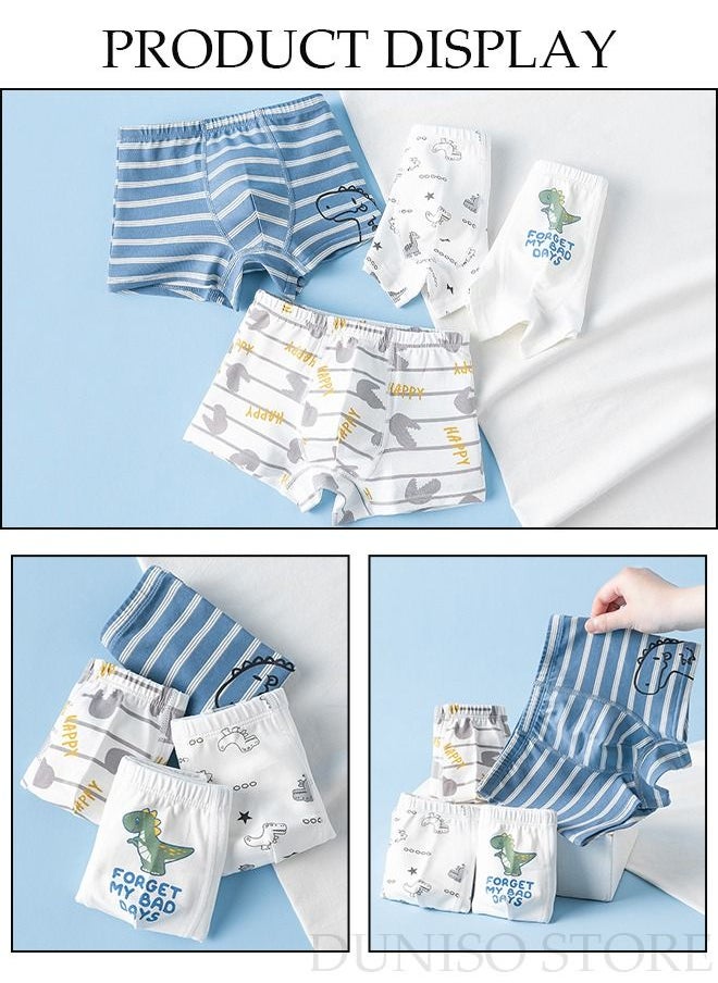 DUNISO 4 Pack Boy's Boxers Briefs Set Kid's Cotton Underwear Short Briefs Breathable and Soft Underpants with High Elastic Waistband Soft Little Boy Pants  - Image 3