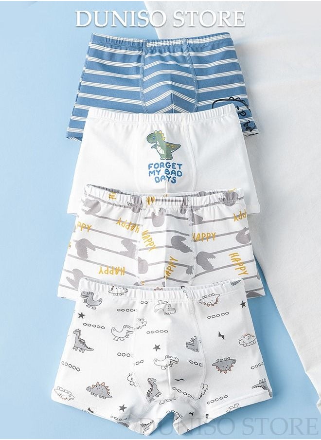 DUNISO 4 Pack Boy's Boxers Briefs Set Kid's Cotton Underwear Short Briefs Breathable and Soft Underpants with High Elastic Waistband Soft Little Boy Pants  - Image 2