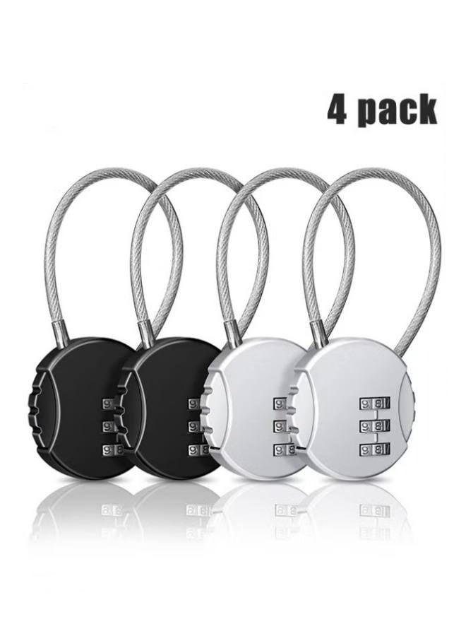 4 Pieces 3 Digit Combo Number Locks, Combination Locks, Luggage Lock Waterproof Travel Padlocks for School Gate Fence Cabinet Toolbox Suitcase Gym, Hasp Storage (Black, Silver ) - Image 1