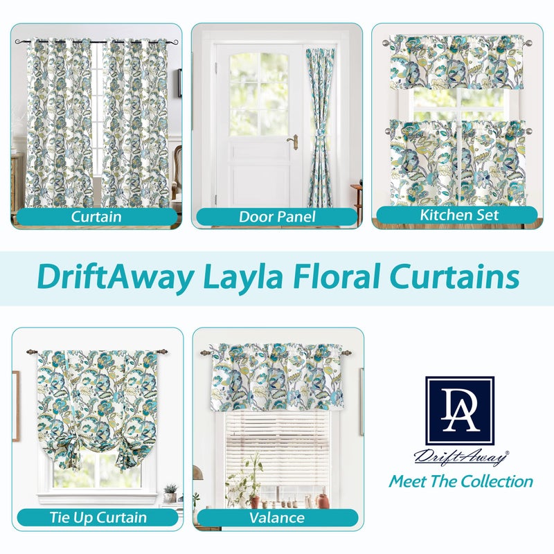 DriftAway Floral Blackout Teal Curtains 84 Inch Length for Living Room Bedroom 2 Panels Lined Grommet Window Drapes Thermal Rustic Classic America Style Curtains - Image 5