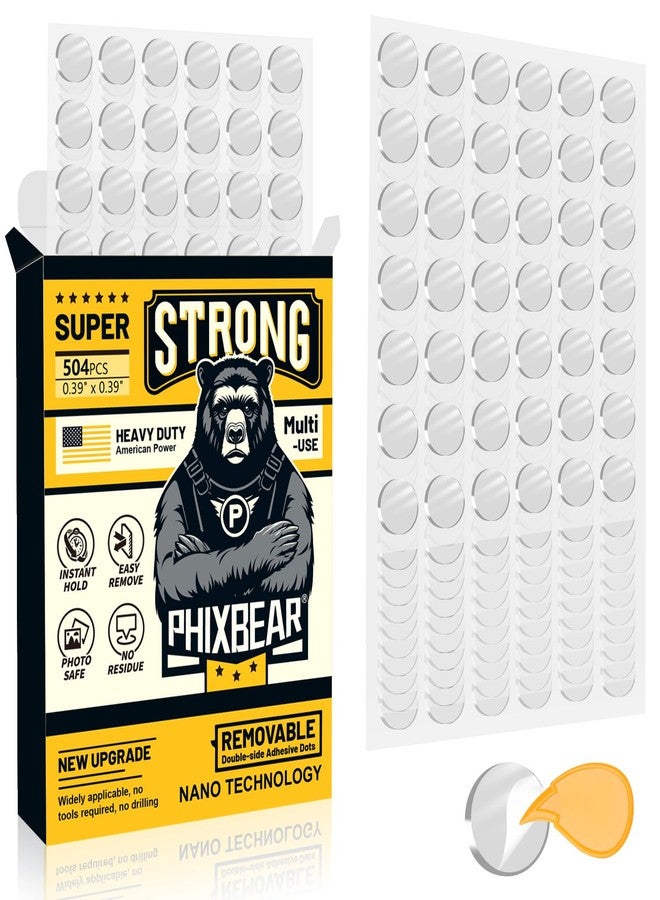 PHIXBEAR Small Installation Putty No Residue Strong Double-Sided Adhesive Dots Clear Museum Adhesive Tack Painting Hanging Strips Fixed Poster Map Decor Art Craft Party Round 0.4 inch (504pcs) - Image 1