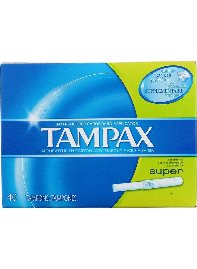 تامباكس سدادات قطنية من الورق المقوى من Tampax، ذات قدرة امتصاص فائقة، 40 قطعة (عبوة من 3 قطع) - Image 1