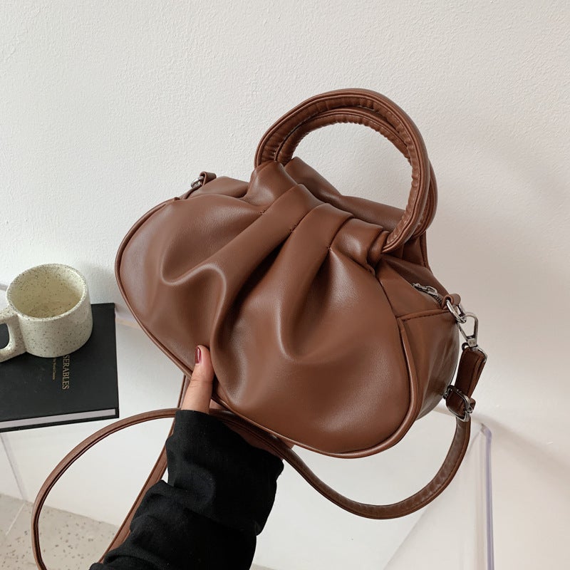 Women'S Bag Korean Style Portable Versatile Retro Solid Color Cloud Pleated Bag Armpit Shoulder Crossbody Bag - Image 4
