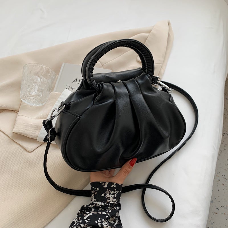 Women'S Bag Korean Style Portable Versatile Retro Solid Color Cloud Pleated Bag Armpit Shoulder Crossbody Bag - Image 5