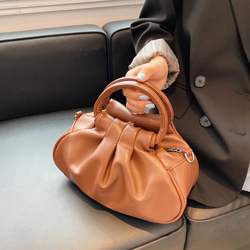 Women'S Bag Korean Style Portable Versatile Retro Solid Color Cloud Pleated Bag Armpit Shoulder Crossbody Bag - Image 3
