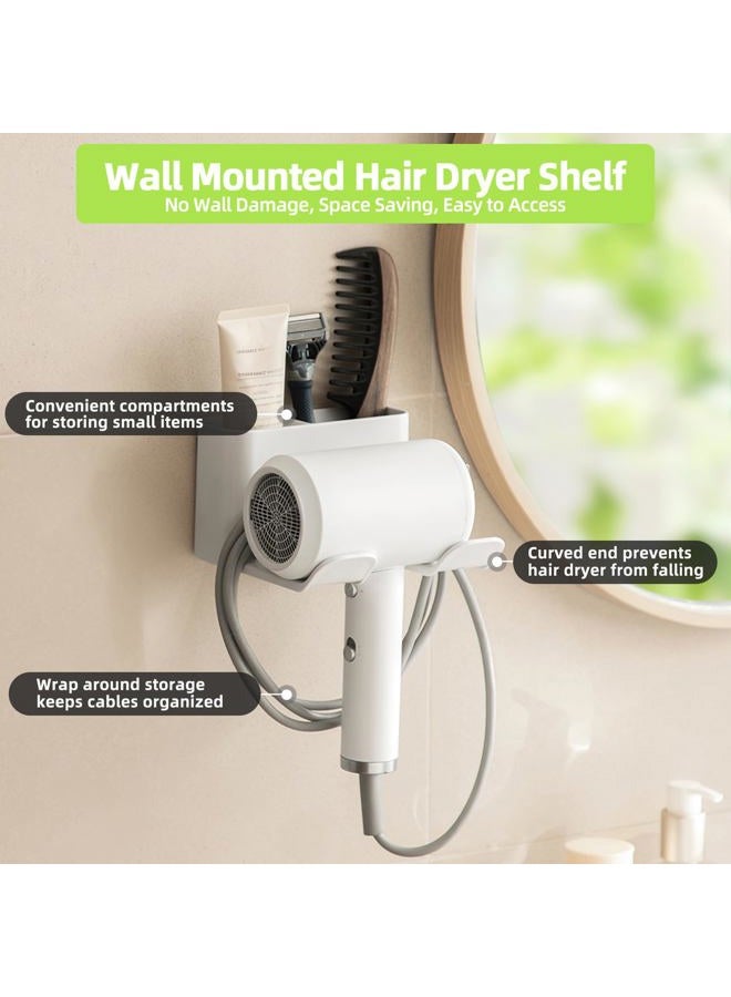 PAVSTINE Hair Dryer Holder Wall Mounted, Blow Dryer Holder for Bathroom Space-Saving, Self Adhesive Hair Tool Organizer White - Image 4