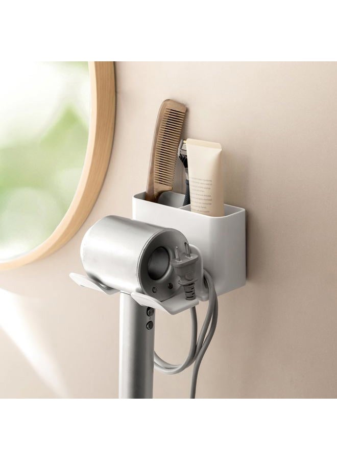 PAVSTINE Hair Dryer Holder Wall Mounted, Blow Dryer Holder for Bathroom Space-Saving, Self Adhesive Hair Tool Organizer White - Image 1