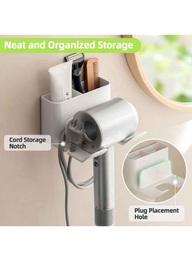 PAVSTINE Hair Dryer Holder Wall Mounted, Blow Dryer Holder for Bathroom Space-Saving, Self Adhesive Hair Tool Organizer White - Image 2