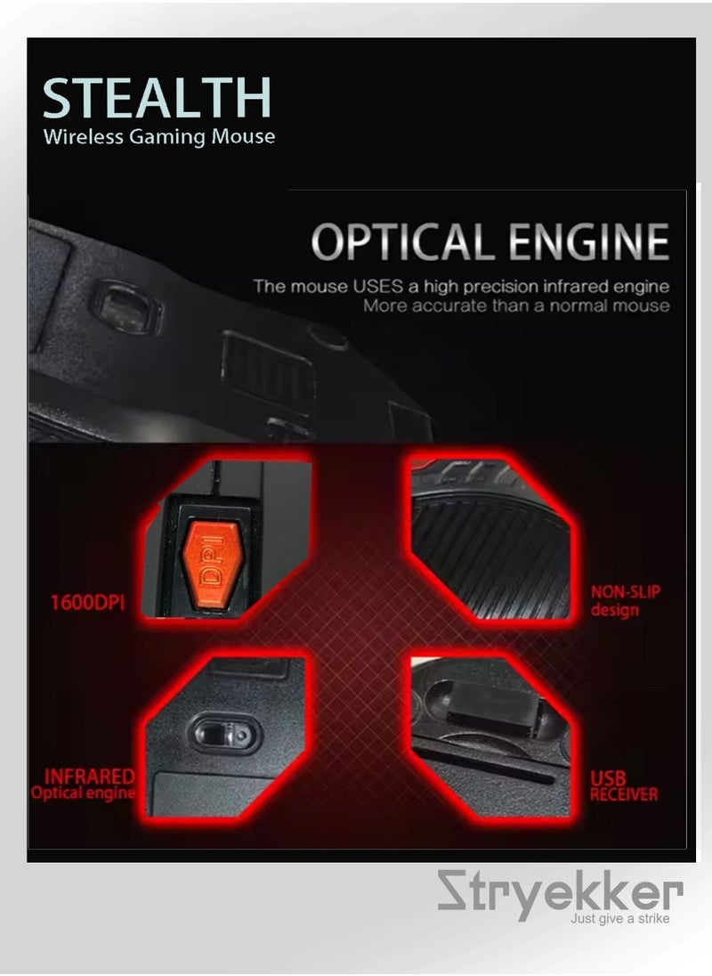Stryekker Stealth Series – 2.4GHz Wireless Gaming Mouse with 2000 DPI Control