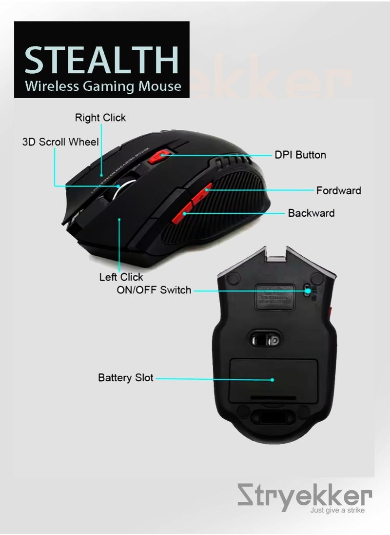 Stryekker Stealth Series – 2.4GHz Wireless Gaming Mouse with 2000 DPI Control