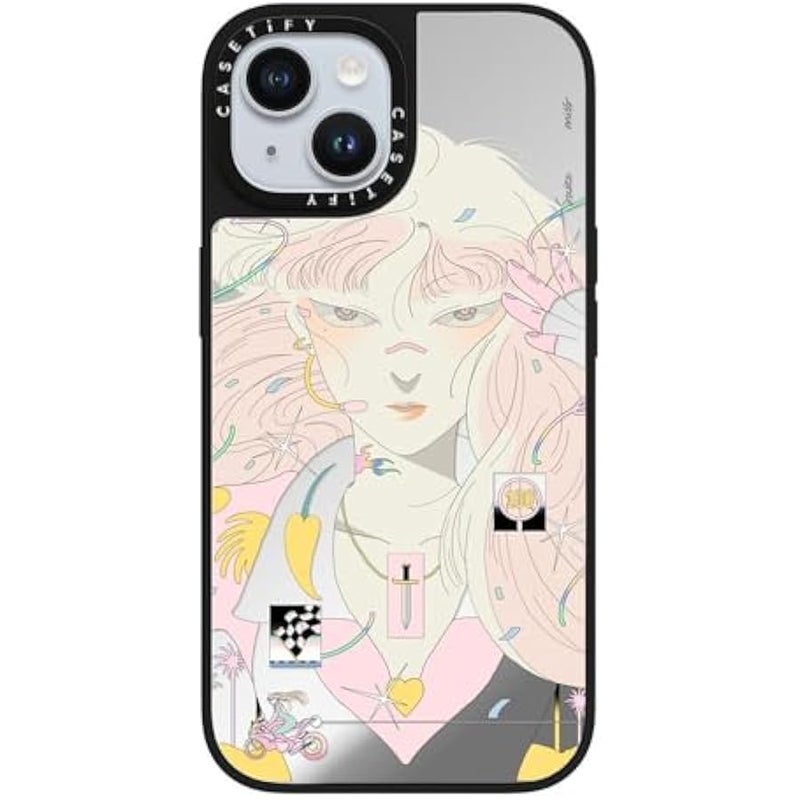 Casetify Mirror iPhone 15 Case 【Reflective / 4.9ft Drop Protection/Compatible with Magsafe】 - Love Racer by SAITEMISS - Silver on Black - Image 4