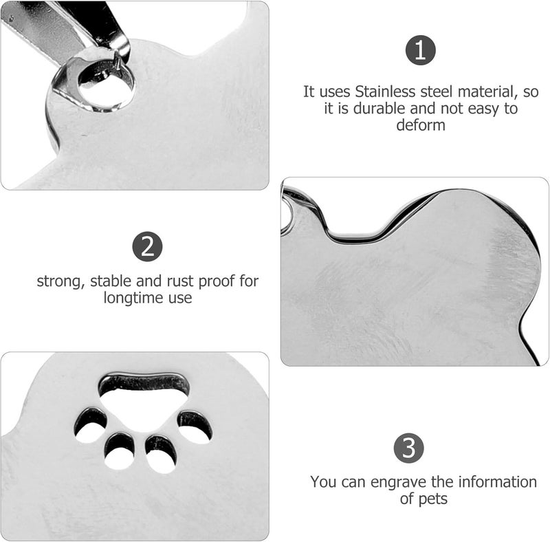 minkissy 10pcs Dog Tag Blank Labels Dog Name Tag Dog Identification Tags Personalized Tags for Dogs Puppy Tag Dog Collar Charms Dog Id Tag Blank for Engraving Metal Pet Bone 5x35cm Silver - Image 3