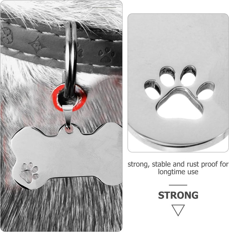 minkissy 10pcs Dog Tag Blank Labels Dog Name Tag Dog Identification Tags Personalized Tags for Dogs Puppy Tag Dog Collar Charms Dog Id Tag Blank for Engraving Metal Pet Bone 5x35cm Silver - Image 2