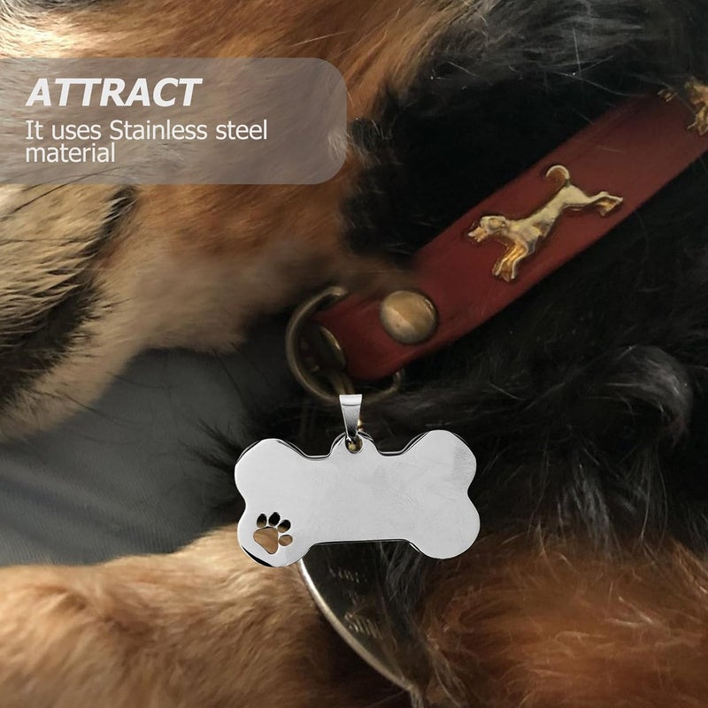 minkissy 10pcs Dog Tag Blank Labels Dog Name Tag Dog Identification Tags Personalized Tags for Dogs Puppy Tag Dog Collar Charms Dog Id Tag Blank for Engraving Metal Pet Bone 5x35cm Silver - Image 5