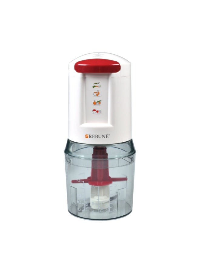 REBUNE Electric Vegetable Chopper - 250W - 500ML - Two Speeds - White and Red - RE-2-201 250 W RE-2-201 White and Red - Image 1