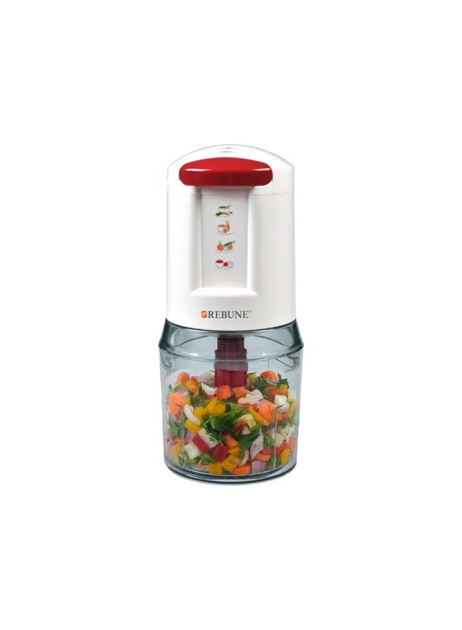 REBUNE Electric Vegetable Chopper - 250W - 500ML - Two Speeds - White and Red - RE-2-201 250 W RE-2-201 White and Red - Image 2