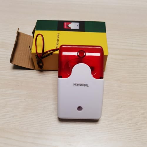 Tokatuker DC9 to 12V Wired Strobe Siren Red Light Sound Flash Buzzer Siren Home Security Alarm System Electric Security Siren 110dB@12V DC - Image 5