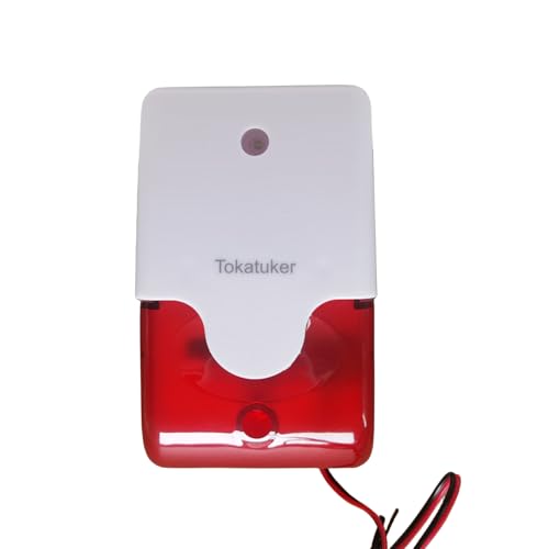 Tokatuker DC9 to 12V Wired Strobe Siren Red Light Sound Flash Buzzer Siren Home Security Alarm System Electric Security Siren 110dB@12V DC - Image 1