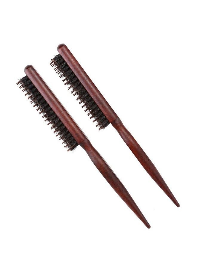 Aethland - 2Pcs Boar Bristle Teasing Brush For Women Teaser Brush With Rat Tail Back Combing Detangling Add Volume Makes Hair Smooth - Image 1
