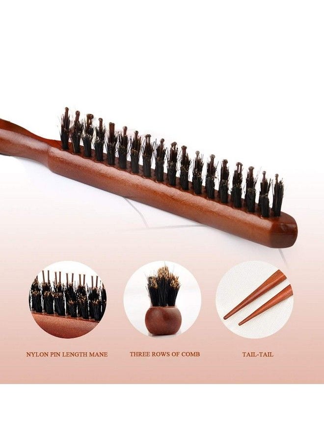 Aethland - 2Pcs Boar Bristle Teasing Brush For Women Teaser Brush With Rat Tail Back Combing Detangling Add Volume Makes Hair Smooth - Image 1