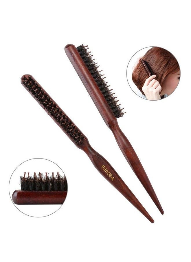 Aethland - 2Pcs Boar Bristle Teasing Brush For Women Teaser Brush With Rat Tail Back Combing Detangling Add Volume Makes Hair Smooth - Image 1