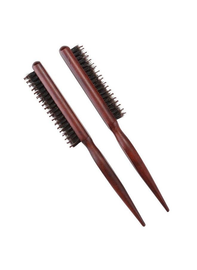 Aethland - 2Pcs Boar Bristle Teasing Brush For Women Teaser Brush With Rat Tail Back Combing Detangling Add Volume Makes Hair Smooth - Image 1