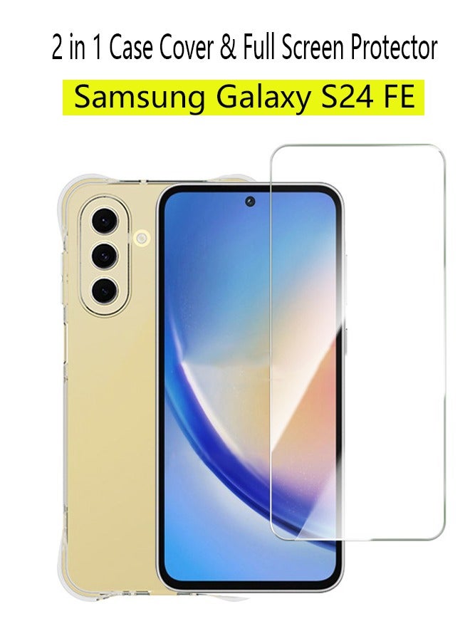 general 2 in 1 Samsung Galaxy S24 FE Phone Case Cover  Screen Protector - Shockproof Clear Slim TPU Protective Phone Cover  Full Coverage Delicate Touch Tempered Glass Screen Protector for Samsung Galaxy S2 - Image 1
