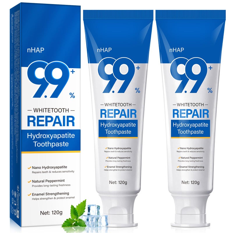ZODENIS Hydroxyapatite Toothpaste 9.9%, (2PCS) Nano Hydroxyapatite Toothpaste for Enamel Protection and Tooth Strengthening, Gentle Mint, Fresh Breath, Daily Use for Oral Health - Image 1