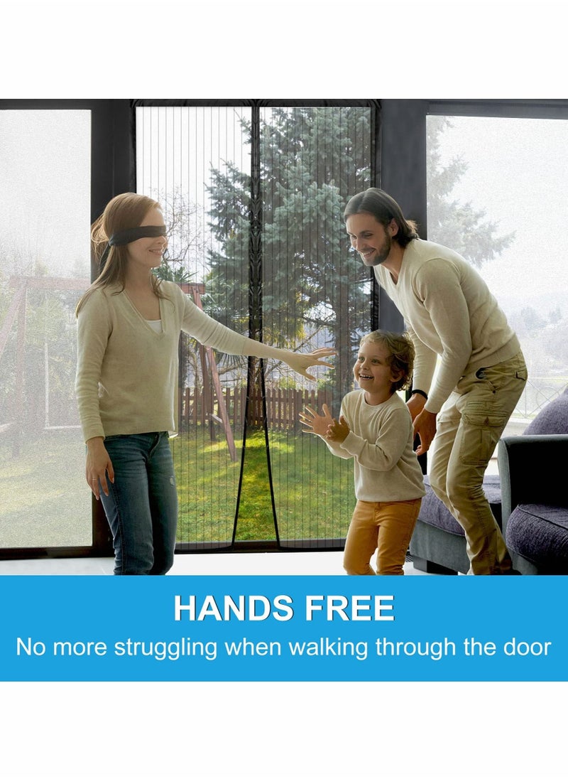 SYOSI - Magnetic Screen Door Curtain Automatic Closing Fly Insect Bug Net Mesh Self Sealing Heavy Duty Hands Free Partition Keeps Bugs Out Black - Image 1