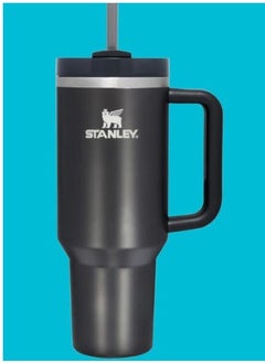 Quencher H2.0 FlowState Vacuum Insulated Tumbler – 40 oz Black Stainless Steel Travel Mug with Lid & Straw, Double-Walled Leakproof Design, Keeps Drinks Hot/Cold for Hours, Durable & Portable – Perfect for Coffee, Water, Smoothies, Iced Tea & On-the-Go Hydration