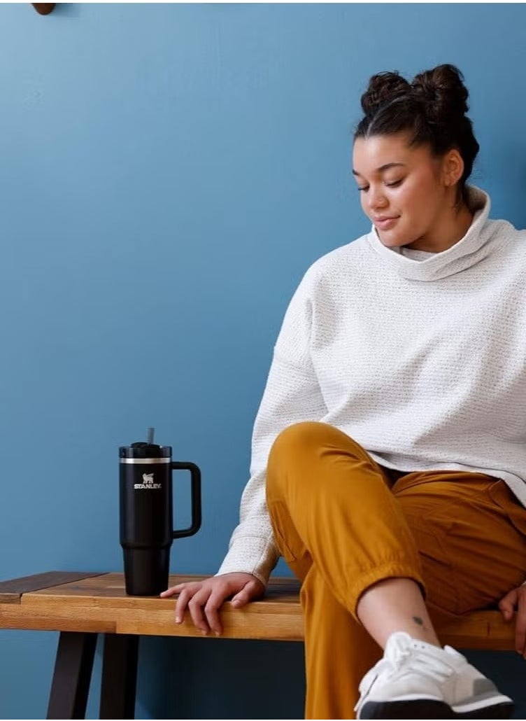 Stanley - Quencher H2.0 FlowState Vacuum Insulated Tumbler – 40 oz Black Stainless Steel Travel Mug with Lid & Straw, Double-Walled Leakproof Design, Keeps Drinks Hot/Cold for Hours, Durable & Portable – Perfect for Coffee, Water, Smoothies, Iced Tea & On-the-Go Hydration - Image 1