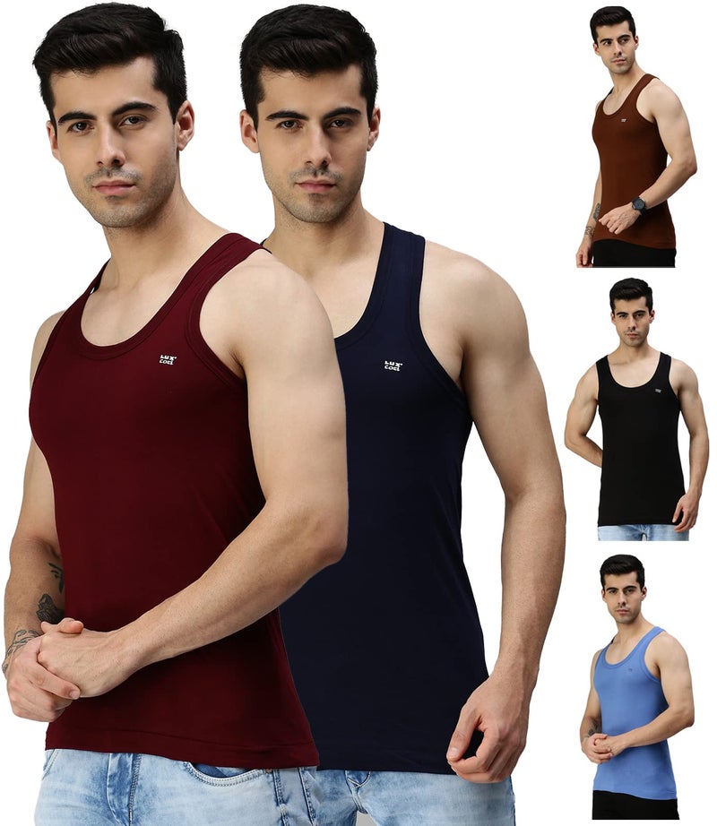 Lux Cozi Men's Cotton Vest (Pack of 5) (8904209871664_COZI_COL_RN_85_Assorted) (Color & Prints May Vary) - Image 1