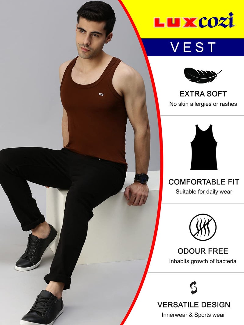 Lux Cozi Men's Cotton Vest (Pack of 5) (8904209871664_COZI_COL_RN_85_Assorted) (Color & Prints May Vary) - Image 3