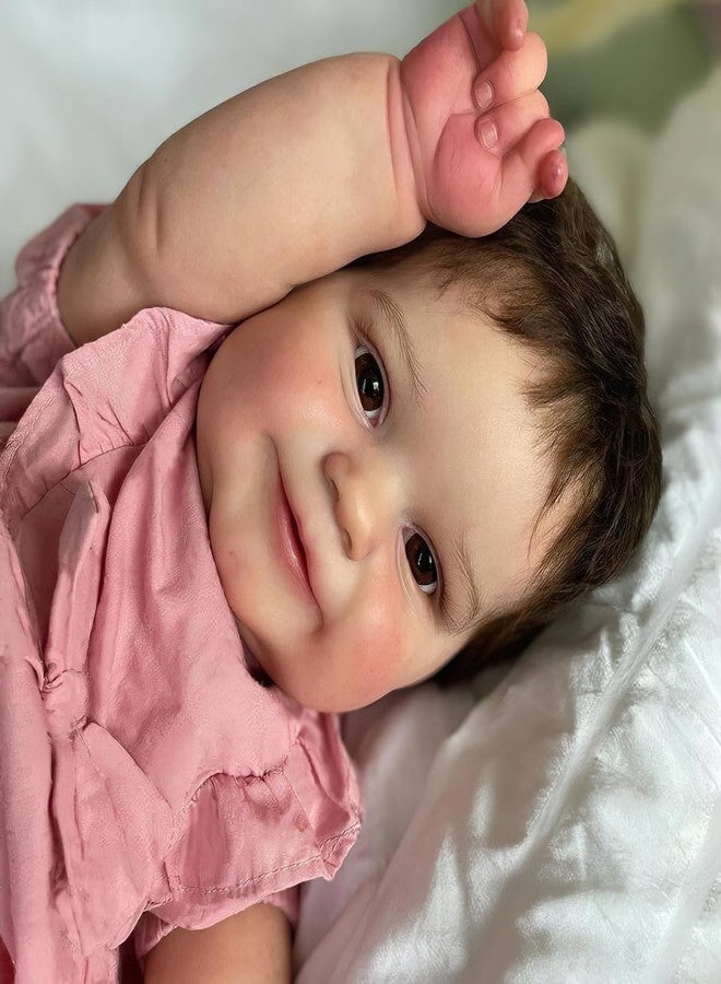 TERABITHIA 24 Inch 3-6 Month Real Baby Size Hand Rooted Hair Sweet Smiling Realistic Newborn Baby Dolls Bed Time Playmates Lifelike Reborn Toddler Girl Doll that Look Real and Feel Real - Image 3