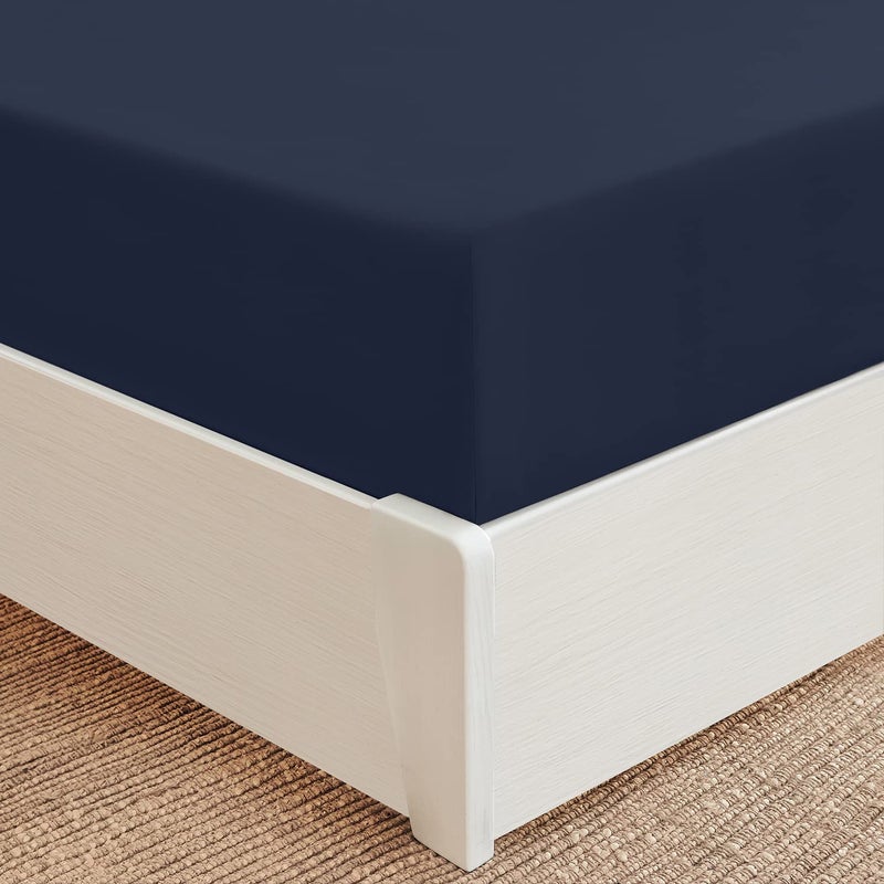 Mellanni King Fitted Sheet  Iconic Collection Bedding Sheets with up to 16 inch Deep Pocket  Soft  Cooling  Fade  Stain Resistant  1 PC King Navy Blue - Image 1