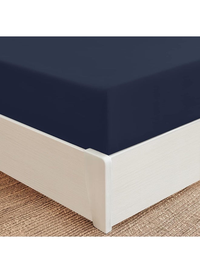 Mellanni King Fitted Sheet  Iconic Collection Bedding Sheets with up to 16 inch Deep Pocket  Soft  Cooling  Fade  Stain Resistant  1 PC King Navy Blue - Image 3