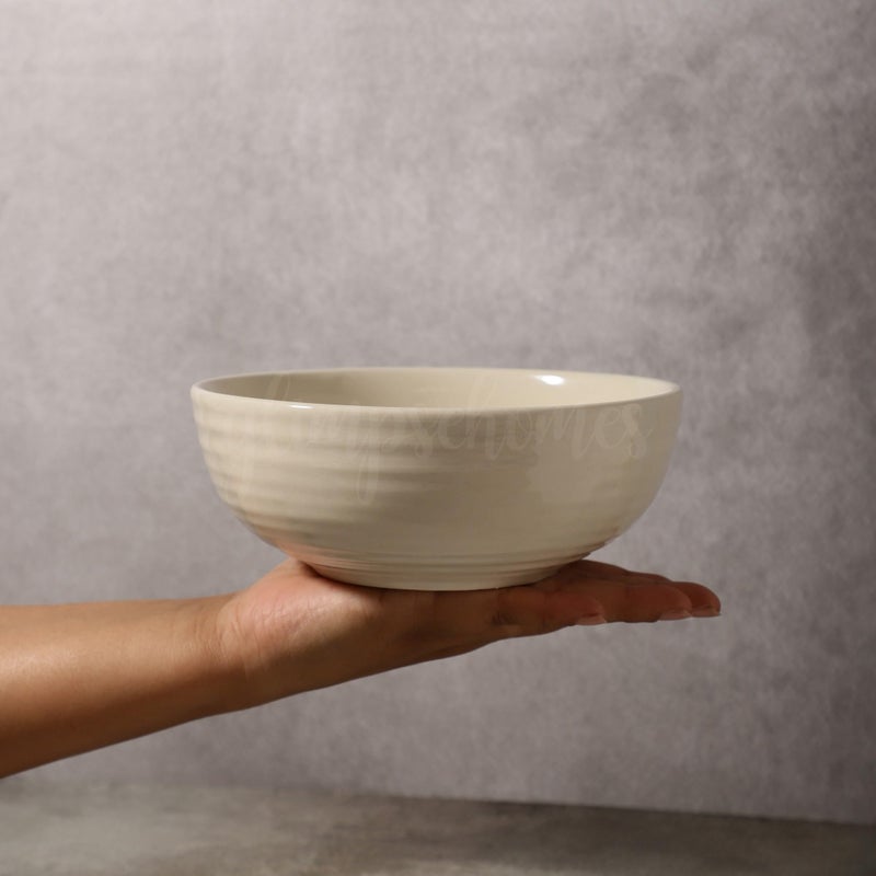 Glimpse Homes Ceramic Serving Bowl | Microwave Safe | 7 inch (Ivory White) - Image 4