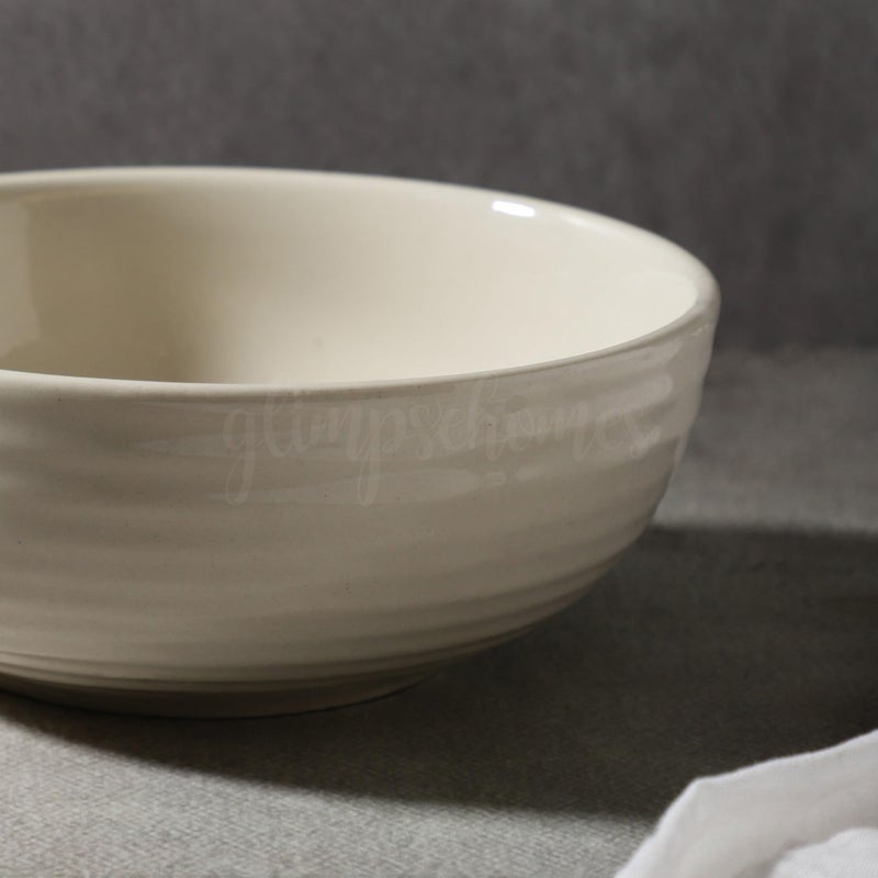 Glimpse Homes Ceramic Serving Bowl | Microwave Safe | 7 inch (Ivory White) - Image 5
